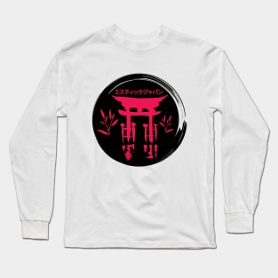 Red pagoda in black circle Long Sleeve T-Shirt